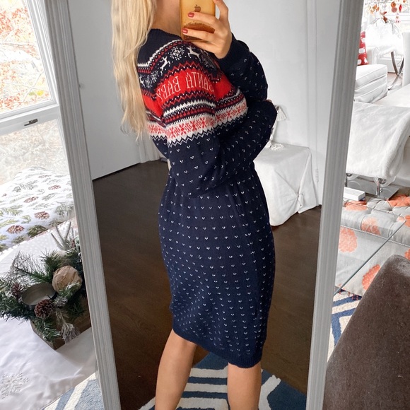 🎄 H&M ‘SANTA BABY’ NAVY MULTI CHRISTMAS KNIT MIDI DRESS! - Picture 4 of 11